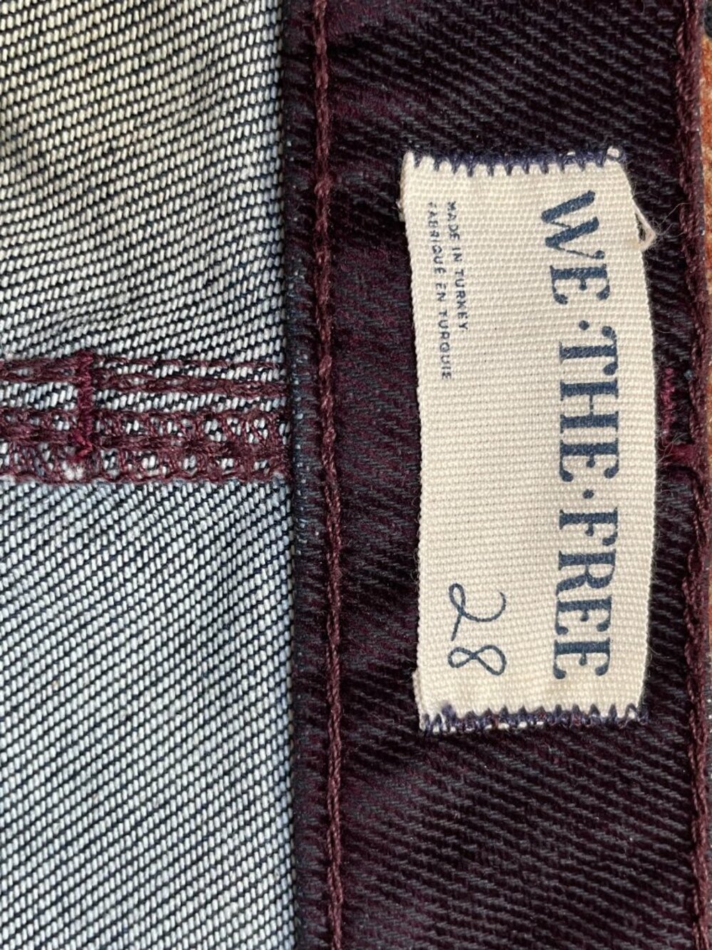 We The Free Flocked Deep Purple Boho Jeans | Button Fly | Size 28 - Picture 4 of 10